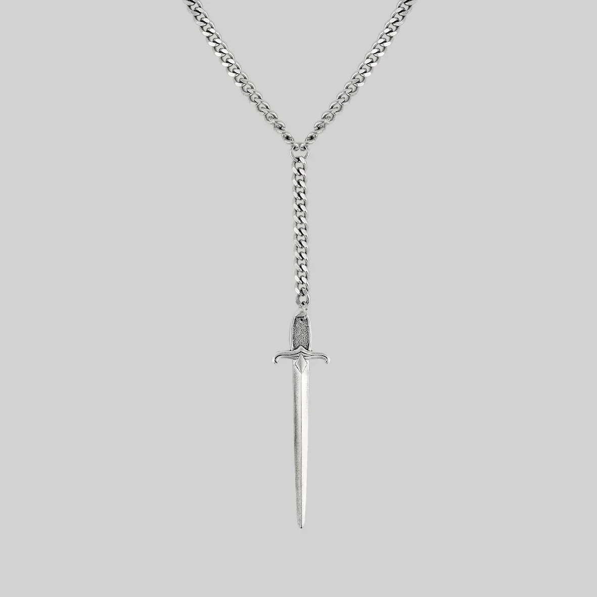 DEMISE. Sword Lariat Necklace - Silver