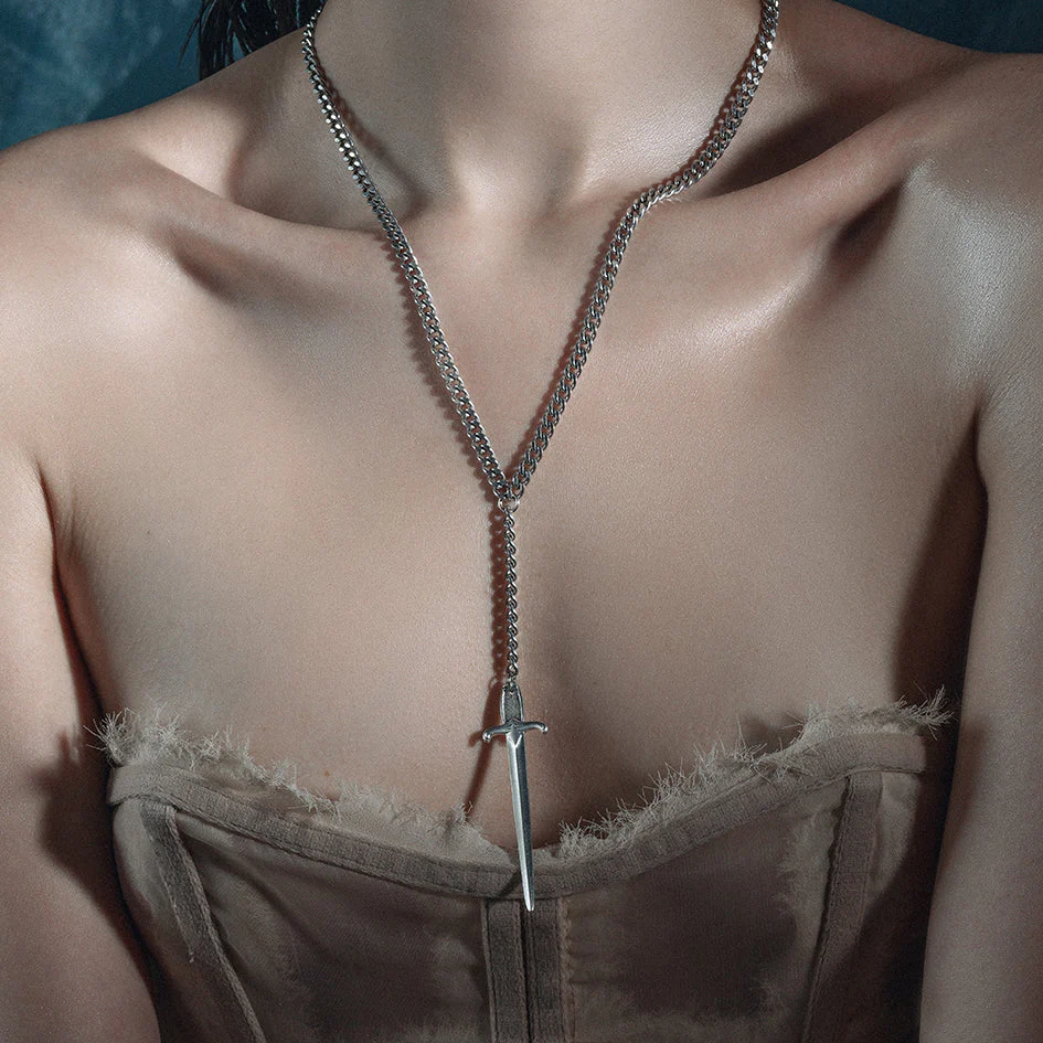 DEMISE. Sword Lariat Necklace - Silver - Image 2