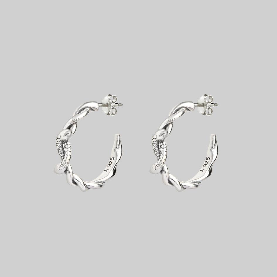 DEVISE. Double Headed Snake Twist Hoop Earrings - Silver - Image 2
