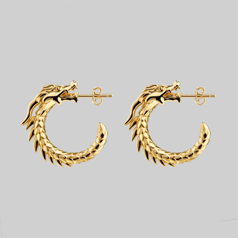 DRAKE. Dragon Hoop Earrings - Gold