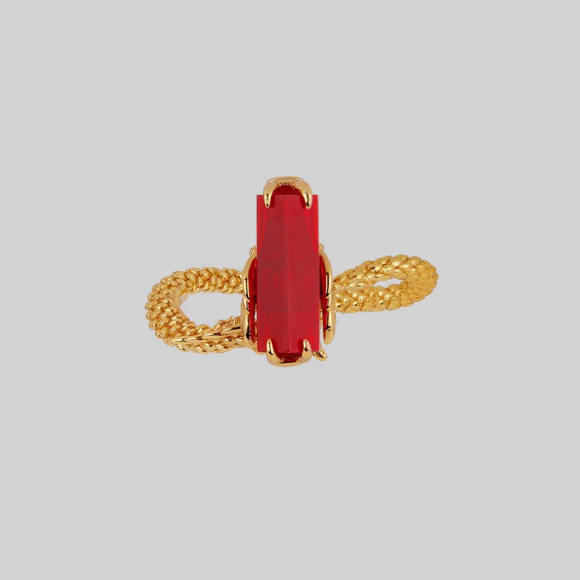 DRAKE. Red Glass Dragon Ring - Gold - Image 2