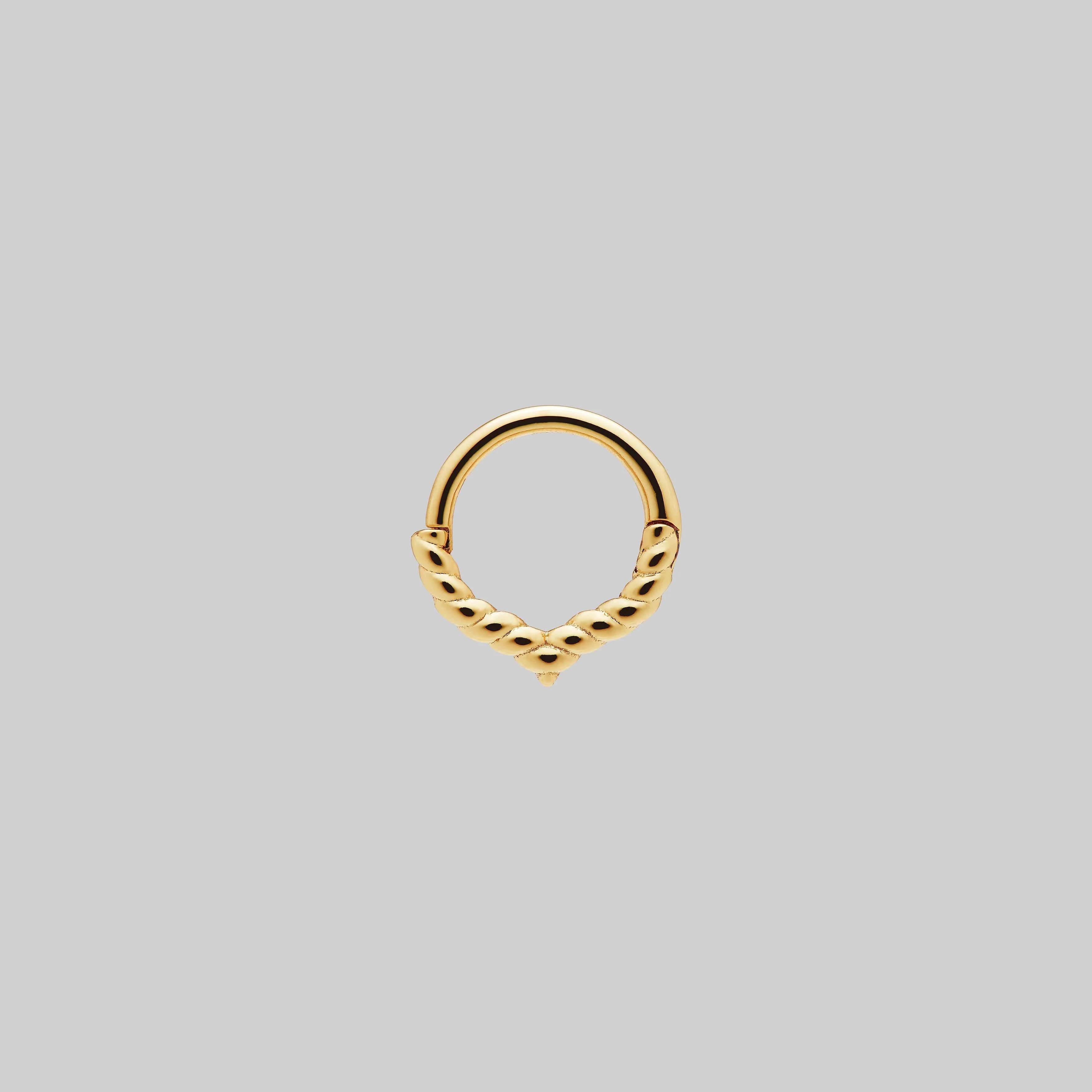 EDITH. Twisted Chevron Septum Clicker Ring - Gold - Image 2