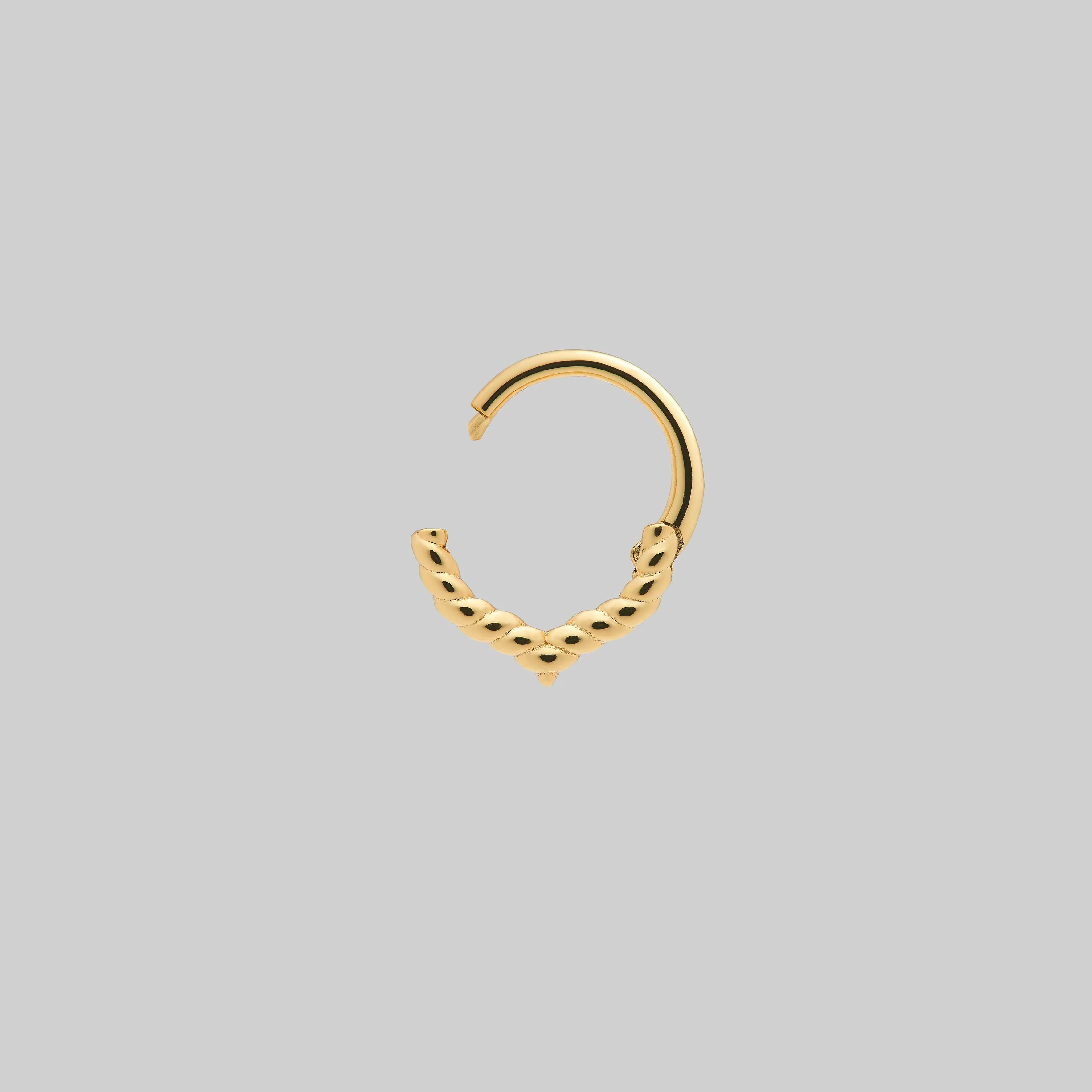 EDITH. Twisted Chevron Septum Clicker Ring - Gold - Image 4