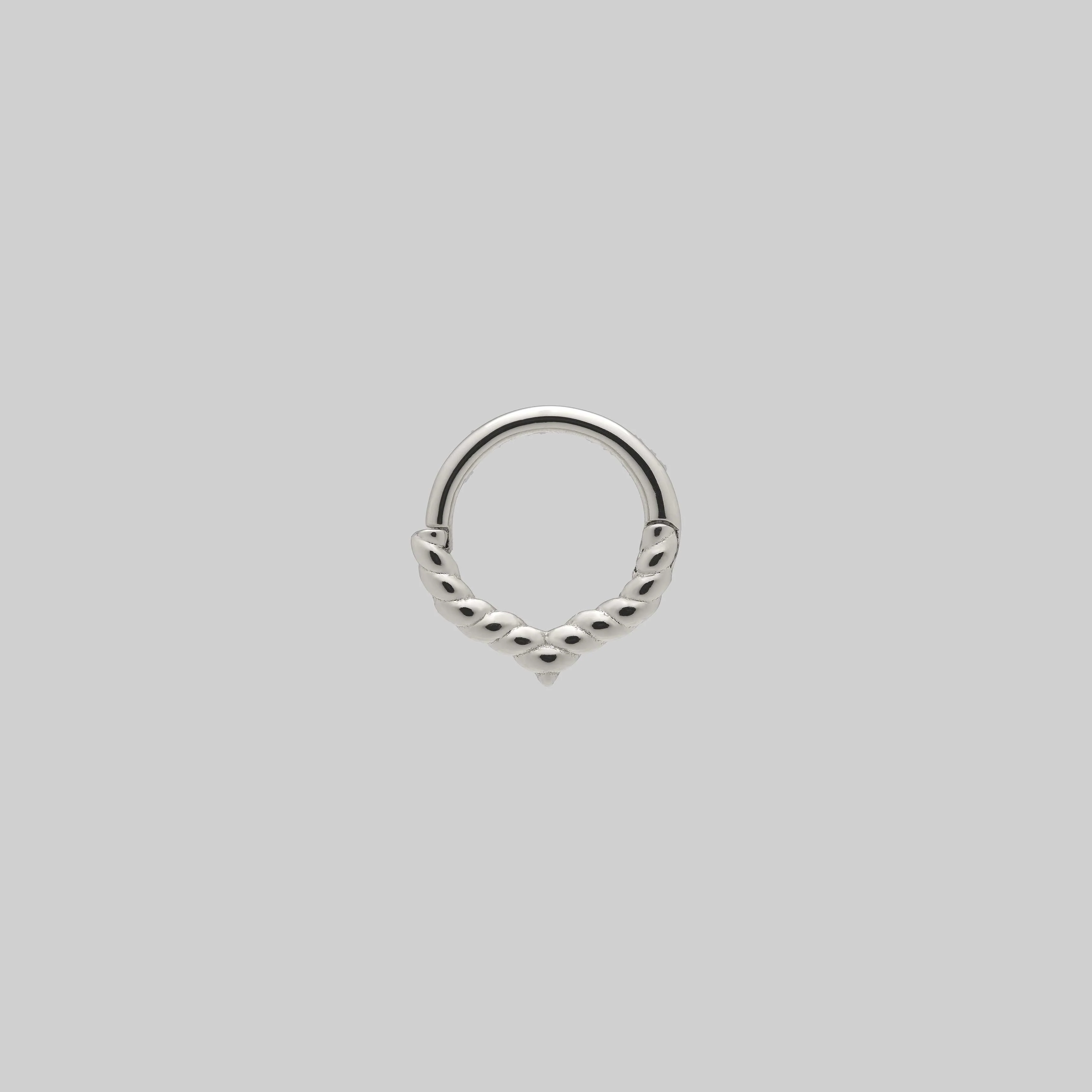 EDITH. Twisted Chevron Septum Clicker Ring - Silver