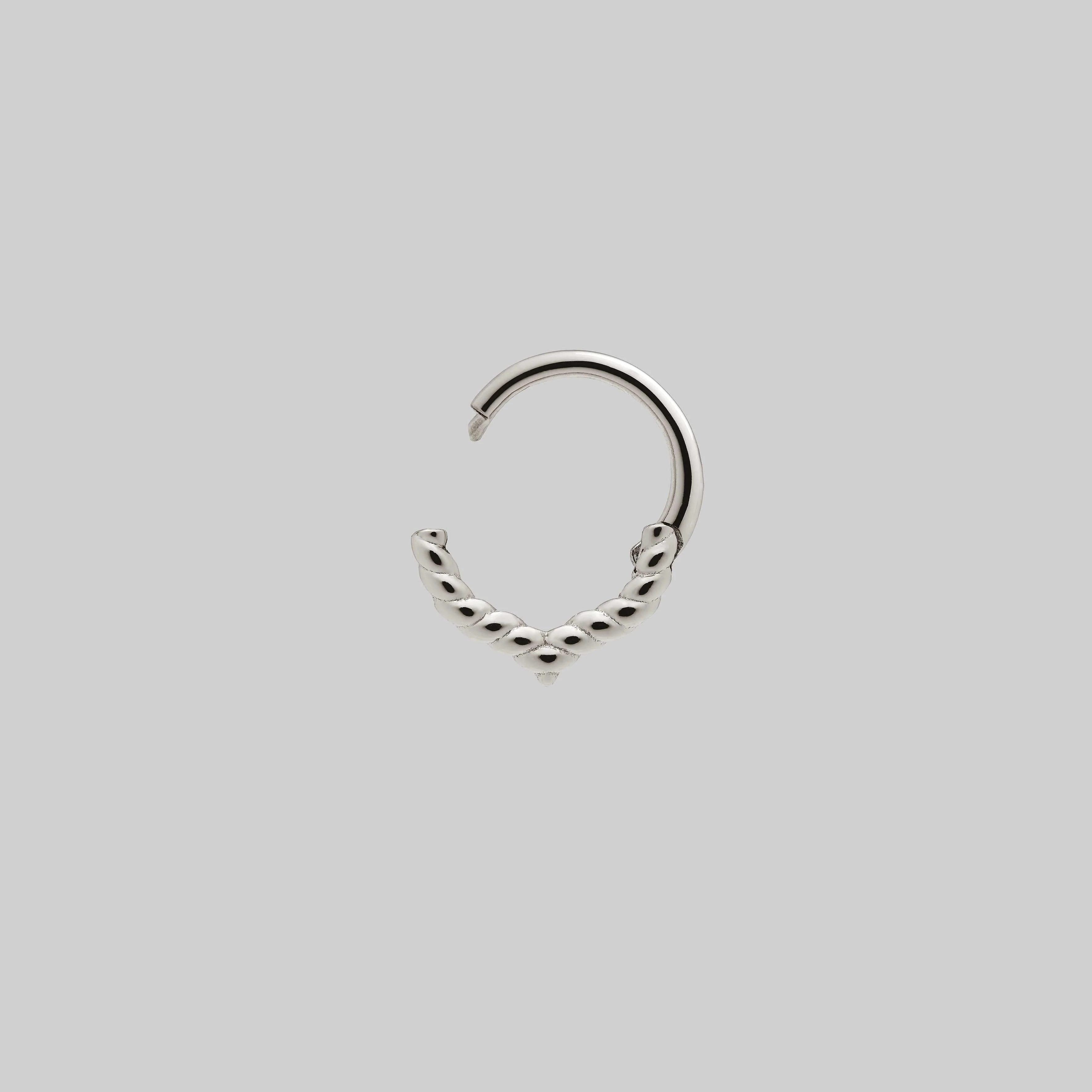 EDITH. Twisted Chevron Septum Clicker Ring - Silver - Image 3