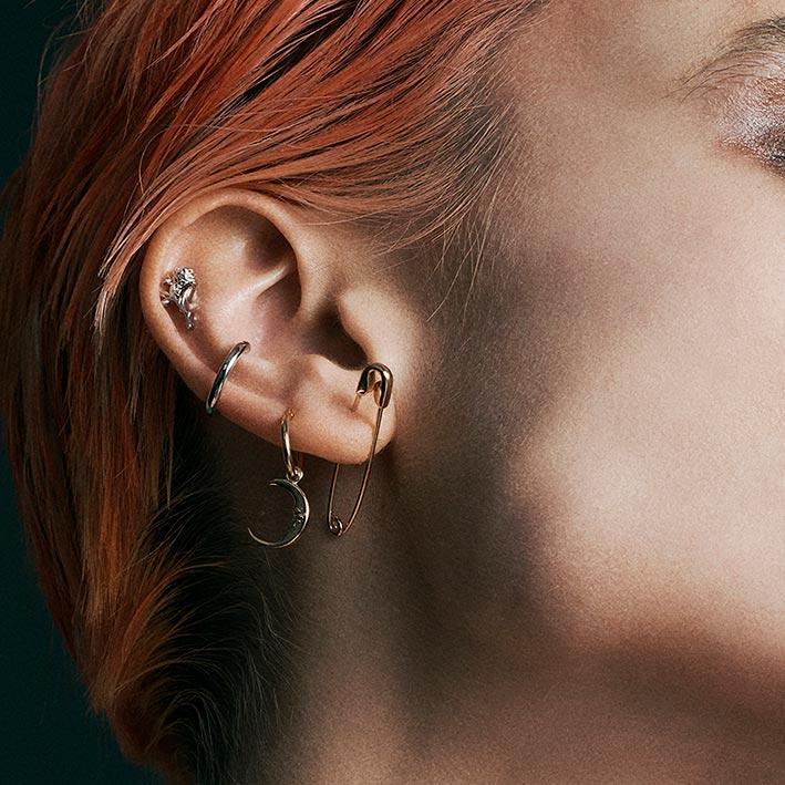 ELIN. Sun & Moon Hoop Earrings - Silver - Image 4