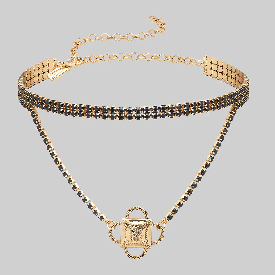 EMELIA. Crested Dazzle Chain Choker - Gold - Image 2