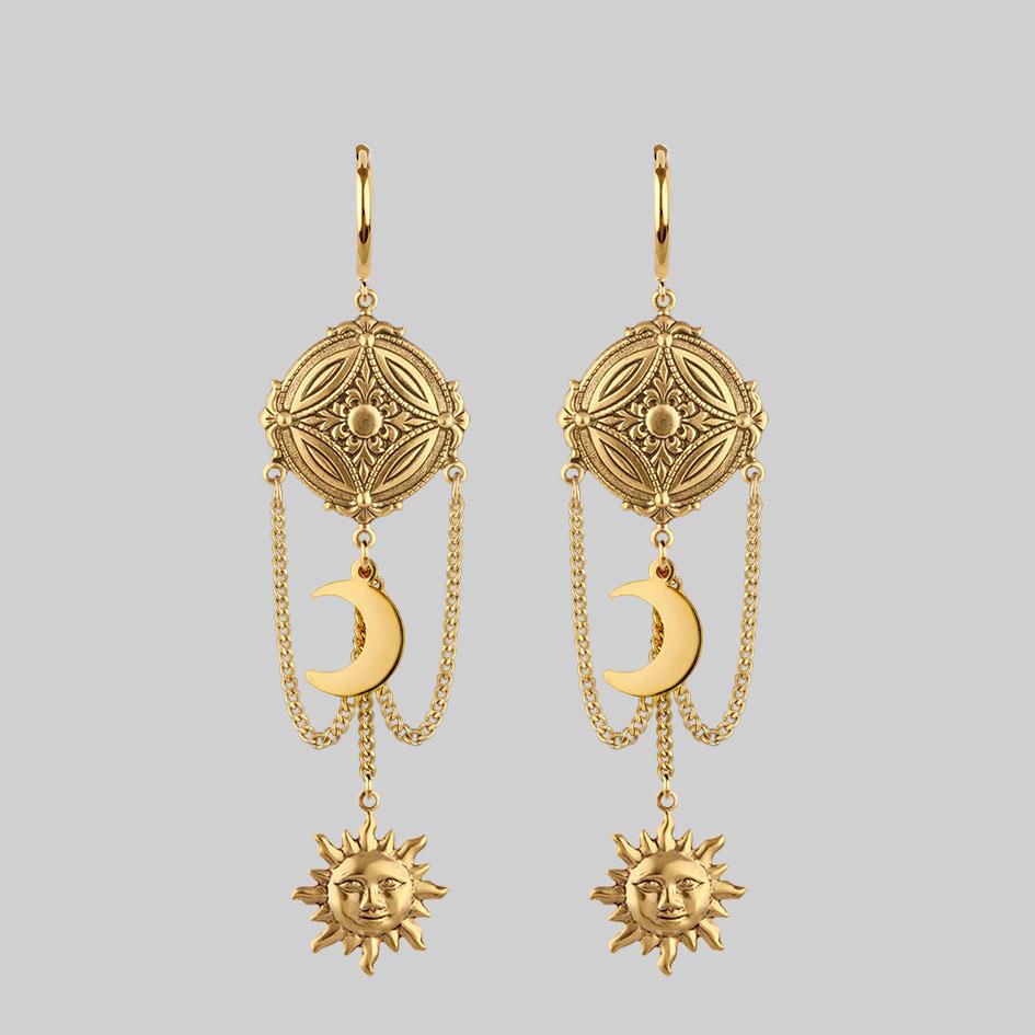 EQUINOX. Celestial Path Chain Hoop Earrings - Gold - Image 2