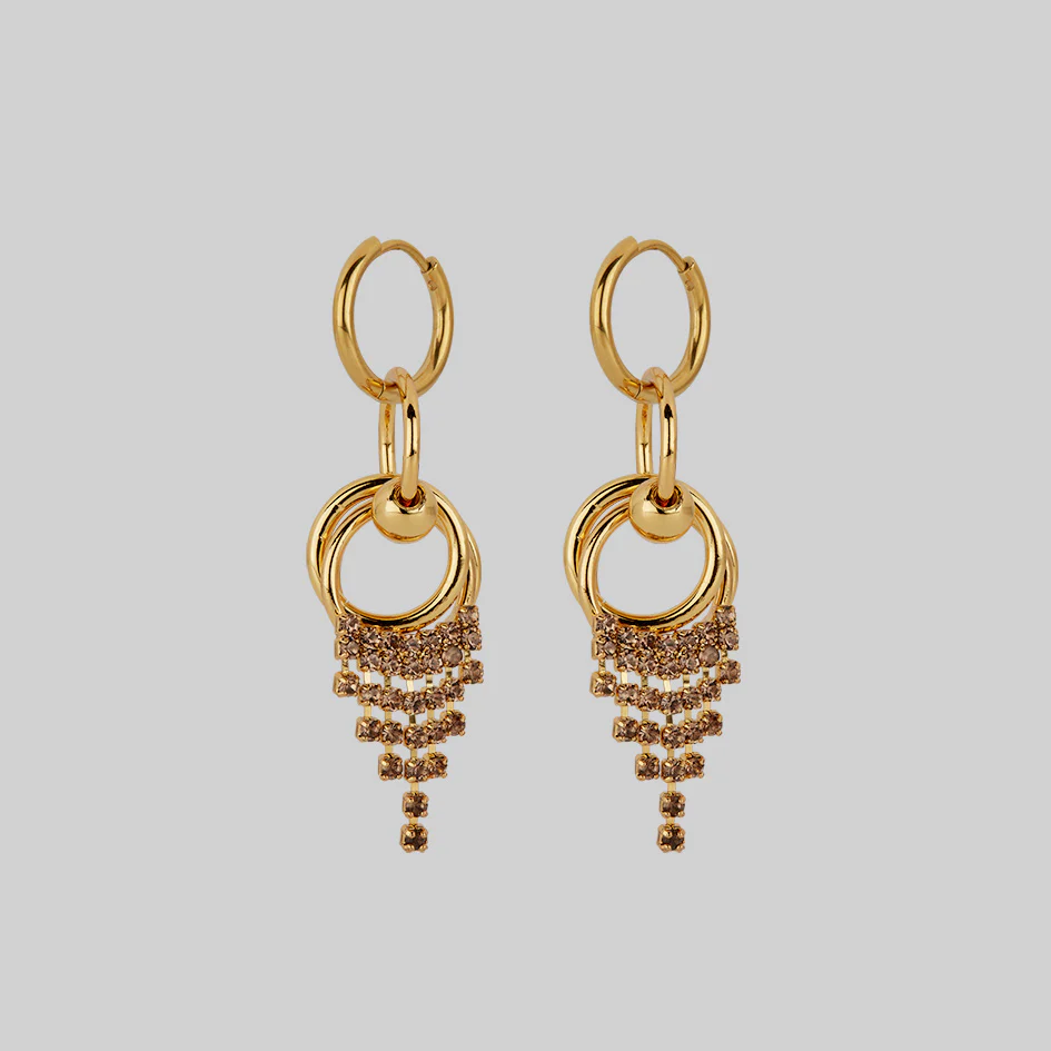 EXILE. Dazzle Chain Hoop Drop Earrings - Gold - Image 2