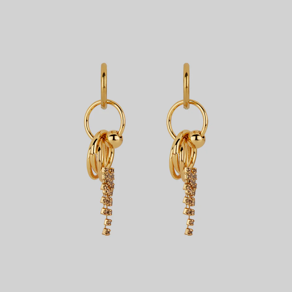 EXILE. Dazzle Chain Hoop Drop Earrings - Gold - Image 3
