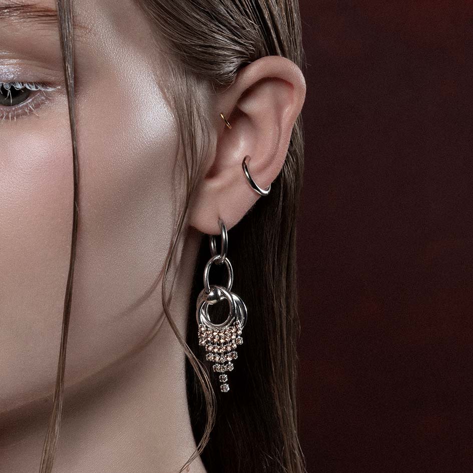 EXILE. Dazzle Chain Hoop Drop Earrings - Silver - Image 2