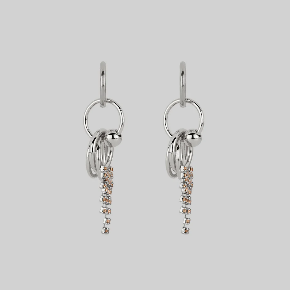 EXILE. Dazzle Chain Hoop Drop Earrings - Silver - Image 3