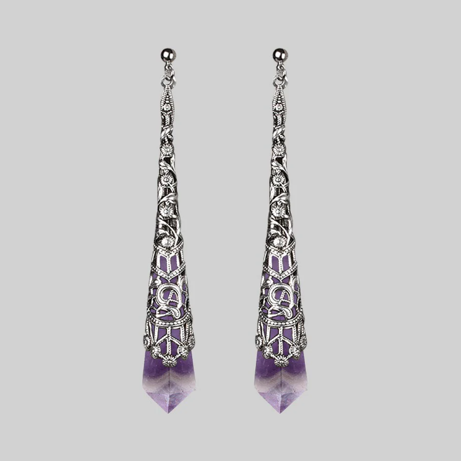 FAITH. Gemstone Drop Earrings - Silver - Image 3