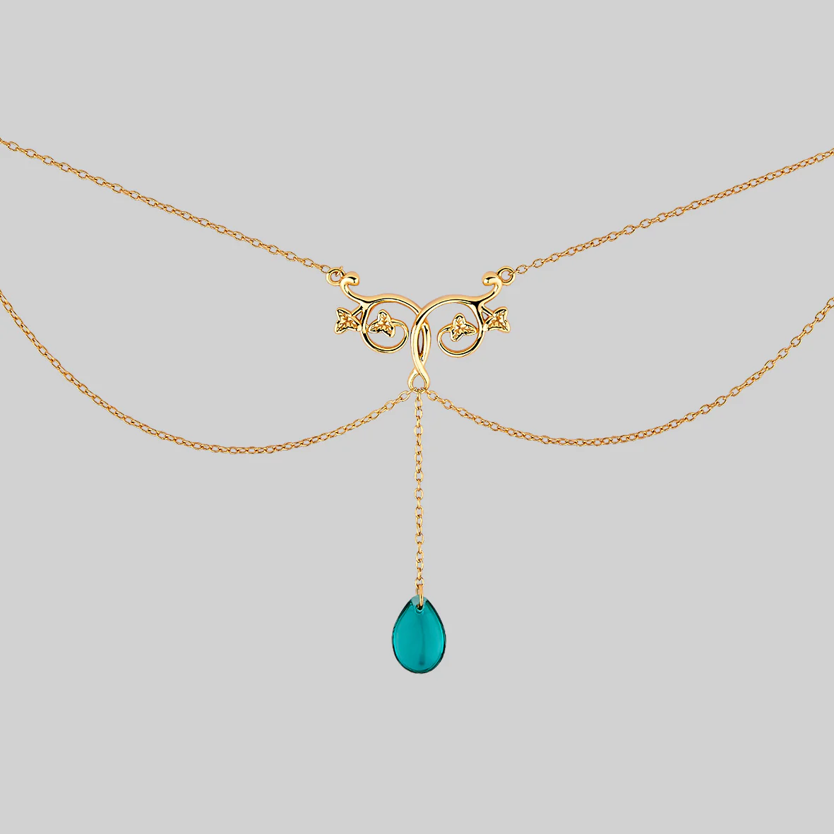 FAITH. Glass Droplet Ivy Necklace - Gold - Image 3