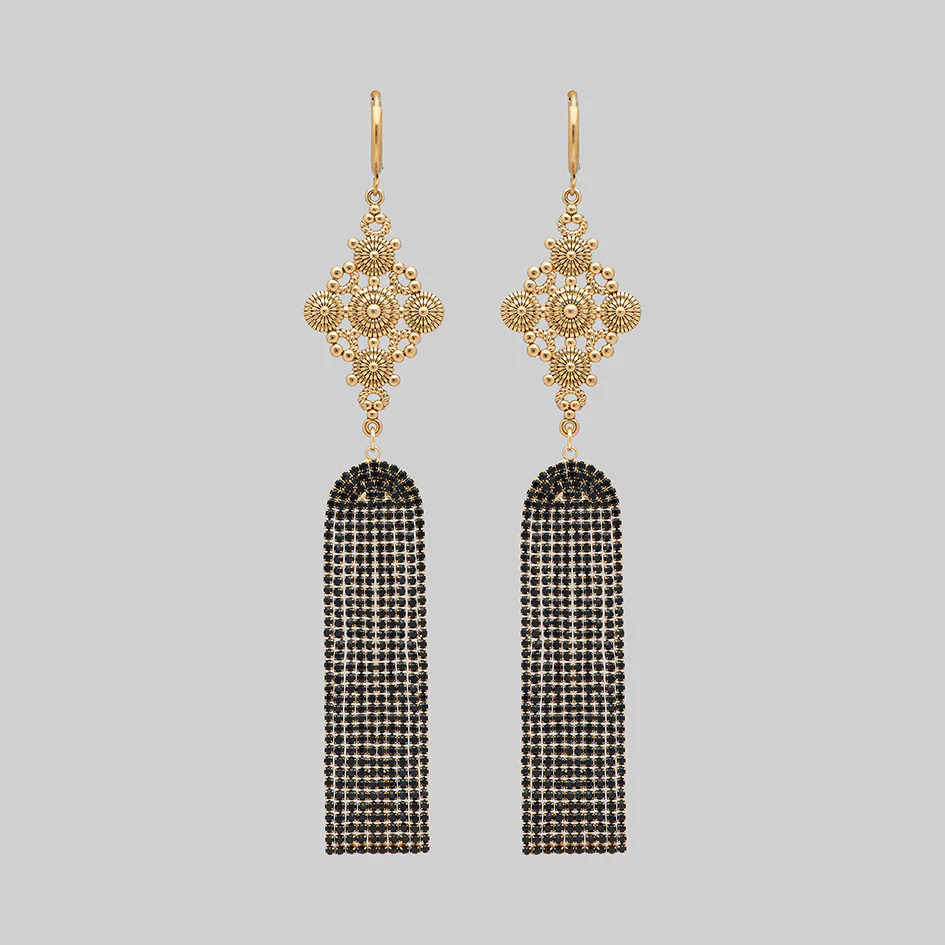 FIFI. Dazzle Chain Chandelier Earrings - Gold - Image 2