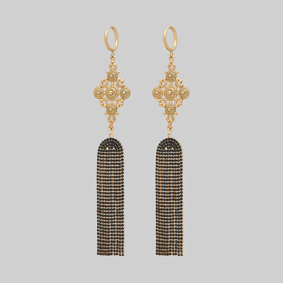 FIFI. Dazzle Chain Chandelier Earrings - Gold - Image 3