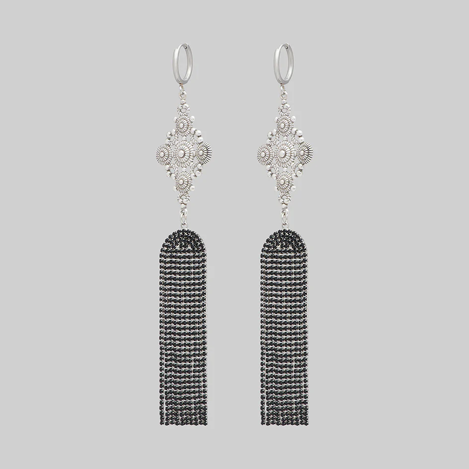 FIFI. Dazzle Chain Chandelier Earrings - Silver - Image 3