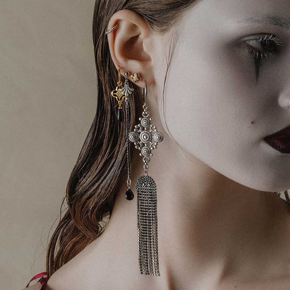 FIFI. Dazzle Chain Chandelier Earrings - Gold - Image 4