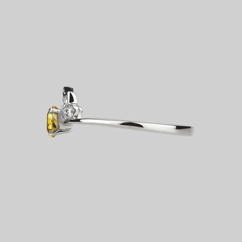 FLAPPER. Citrine Sunburst Silver Ring - Image 3