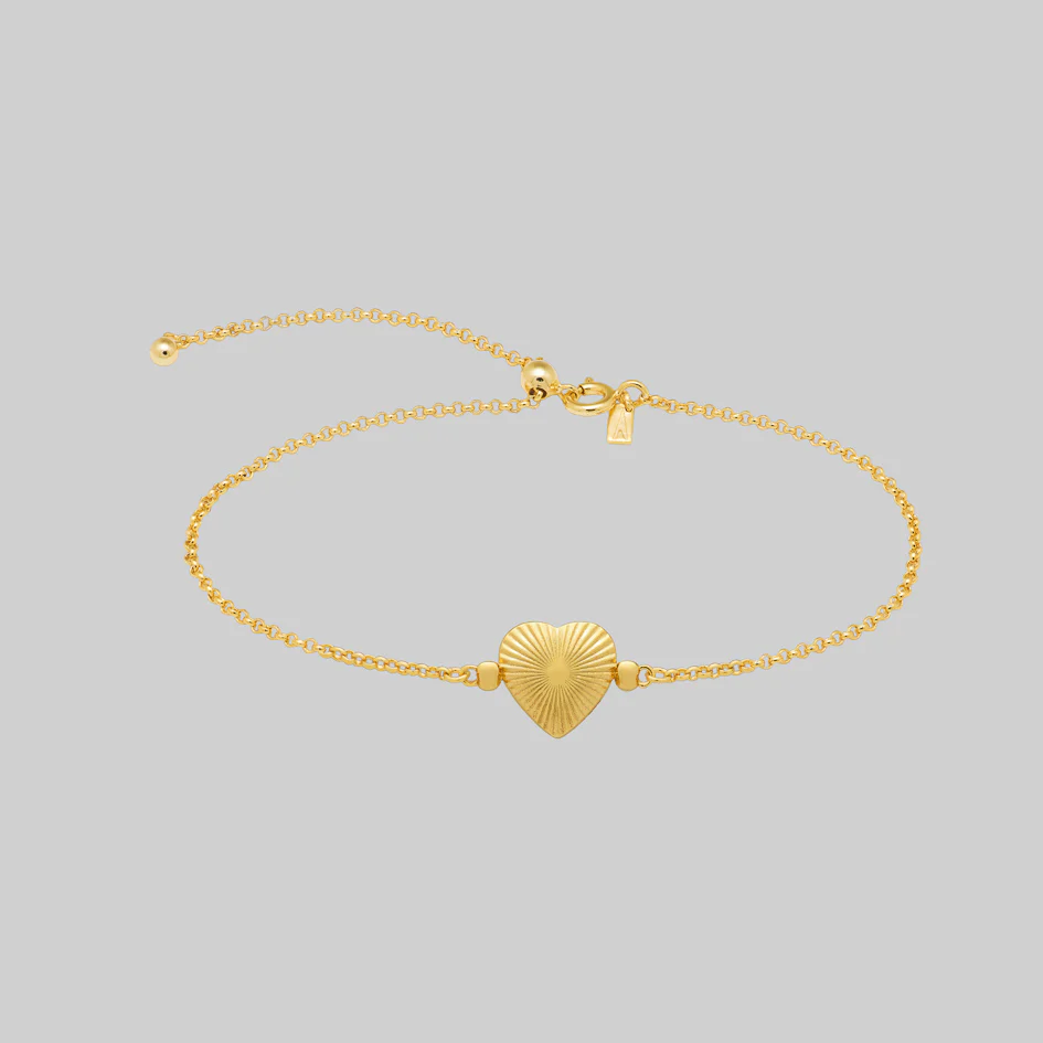 FOREVER YOURS. Red Enamel Heart Bracelet - Gold - Image 3