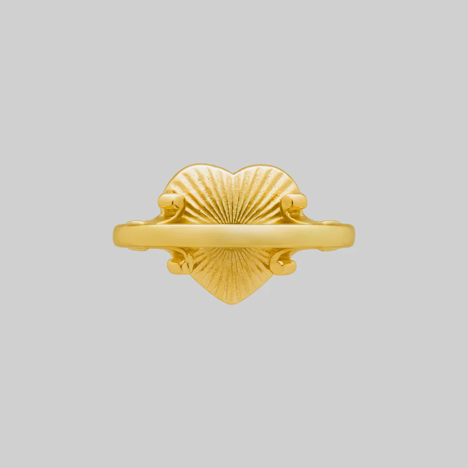 FOREVER YOURS. Red Enamel Heart Ring - Gold - Image 4
