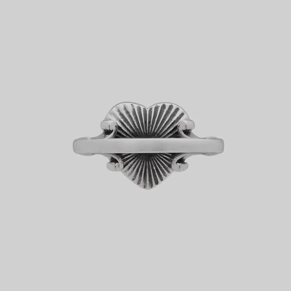 FOREVER YOURS. Red Enamel Heart Ring - Silver - Image 4
