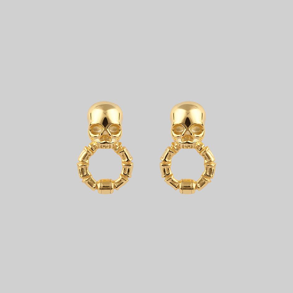 FORSAKE. Skull & Bones Door Knocker Earrings - Gold - Image 2