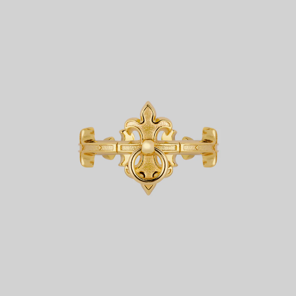 FORTIFY. Medieval Gate Knocker Ring - Gold - Image 2