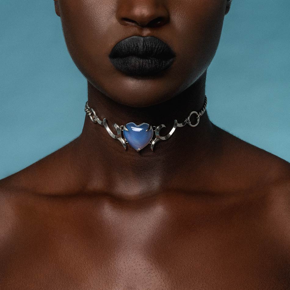 GALACTIC. Cosmic Waves Heart Choker - Silver - Image 2