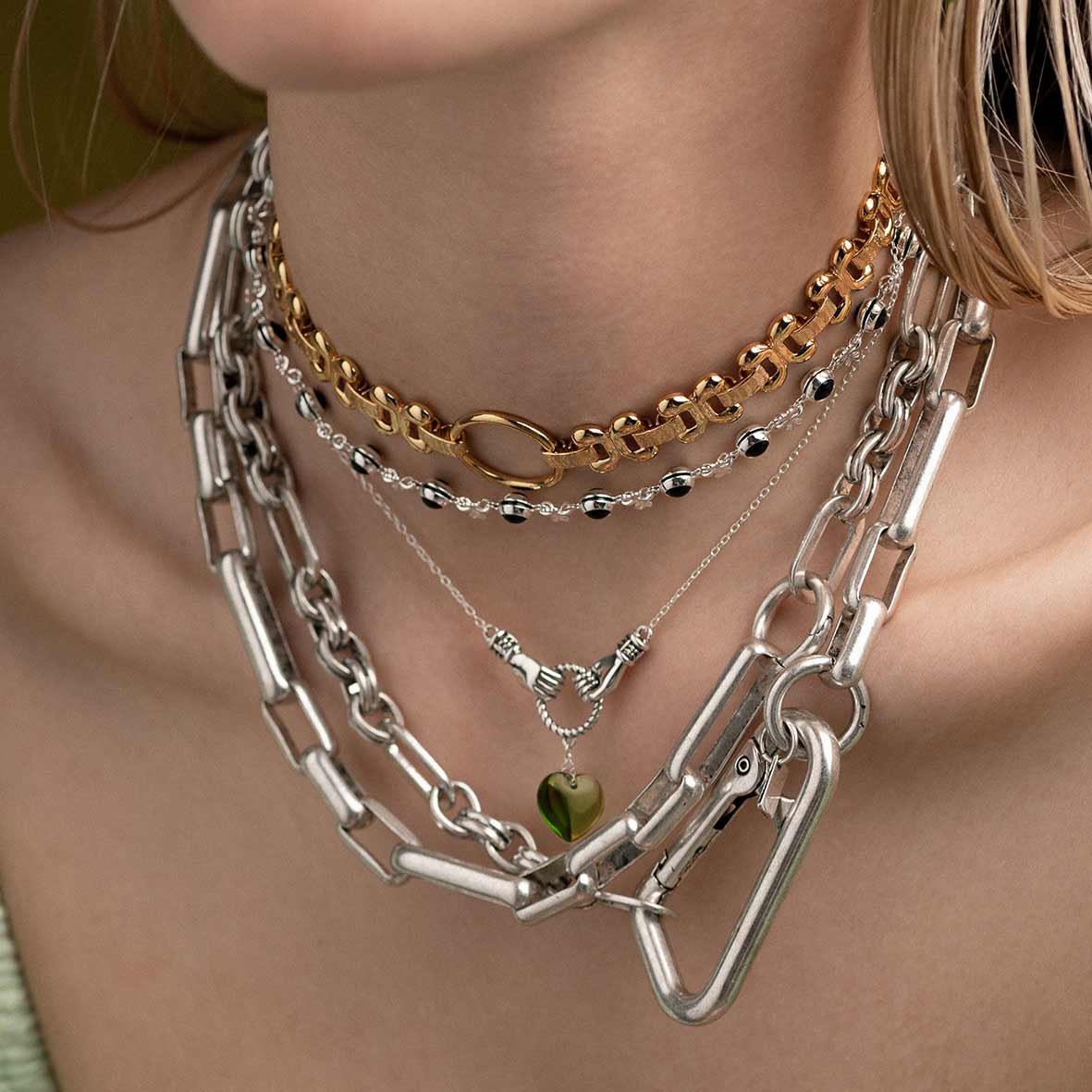 GWEN. Multi Wrap Chunky Chain - Silver - Image 3