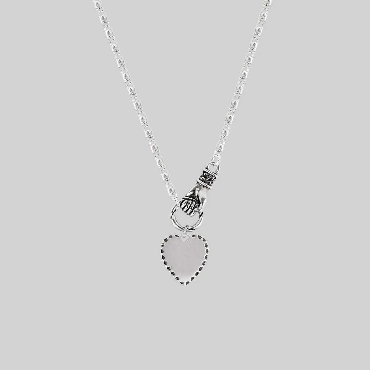 HAND OF GLORY. Grasping Heart Necklace - Silver - Image 2