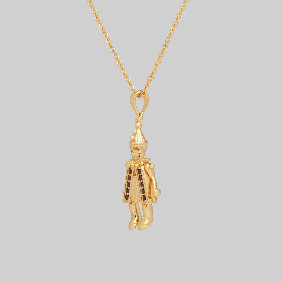 HARLIE. Garnet Clown Necklace - Gold - Image 3