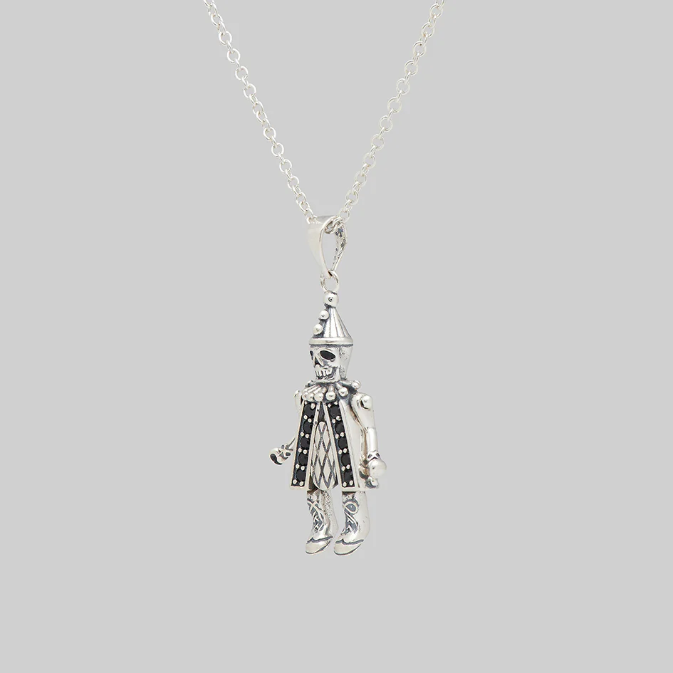 HARLIE. Black Spinel Clown Necklace - Silver - Image 3