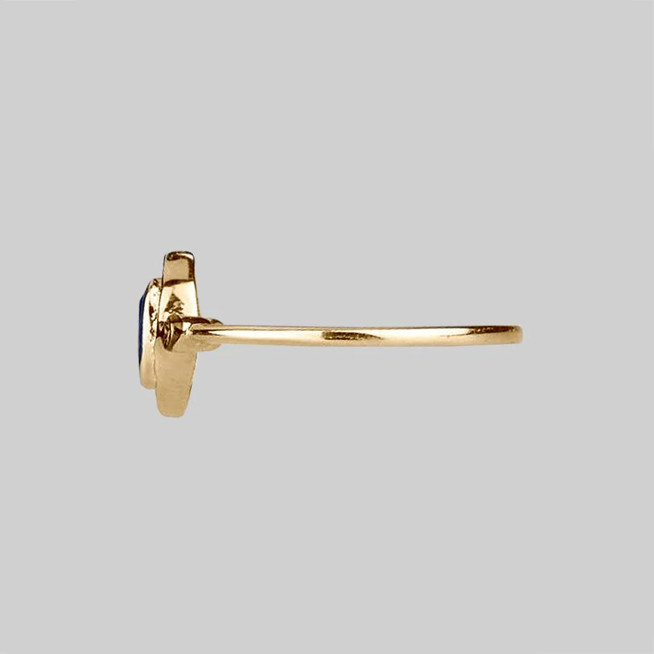HAWTHORNE. Detailed Royal Blue Gold Ring - Image 3