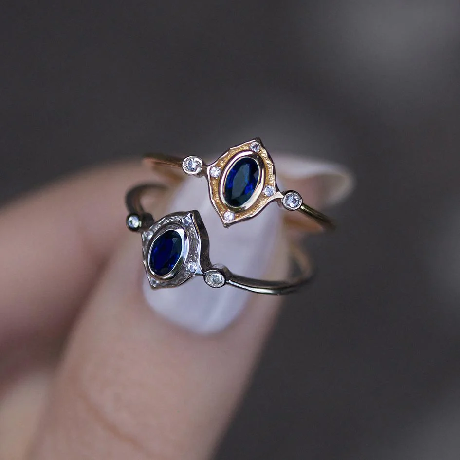 HAWTHORNE. Detailed Royal Blue Silver Ring - Image 3