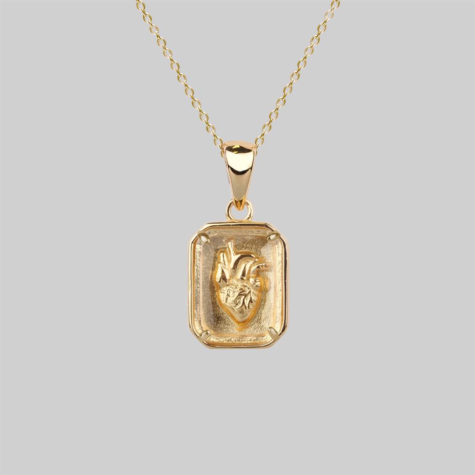 HEART KEEPER. Anatomical Heart Under Glass™ Necklace - Gold