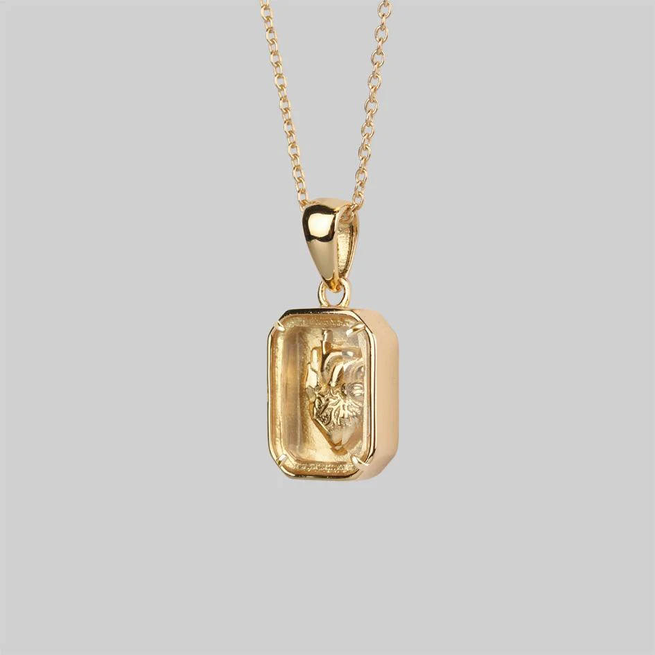 HEART KEEPER. Anatomical Heart Under Glass™ Necklace - Gold - Image 4