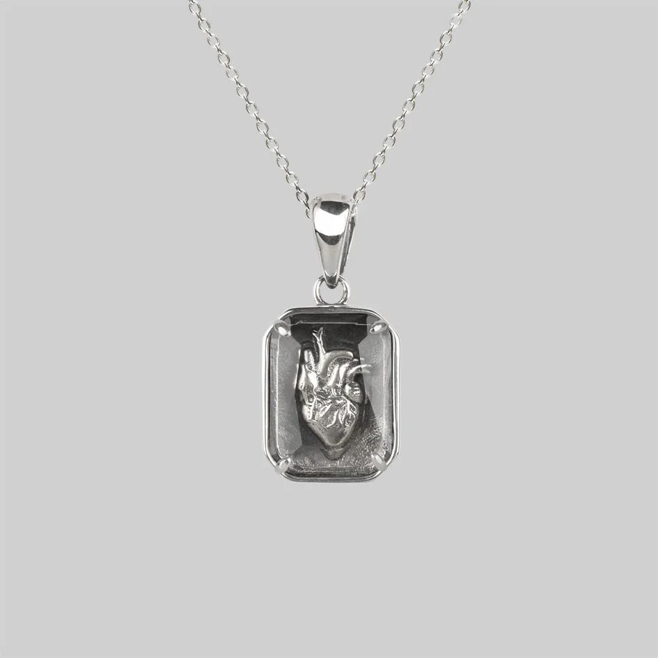 HEART KEEPER. Anatomical Heart Under Glass™ Necklace - Silver