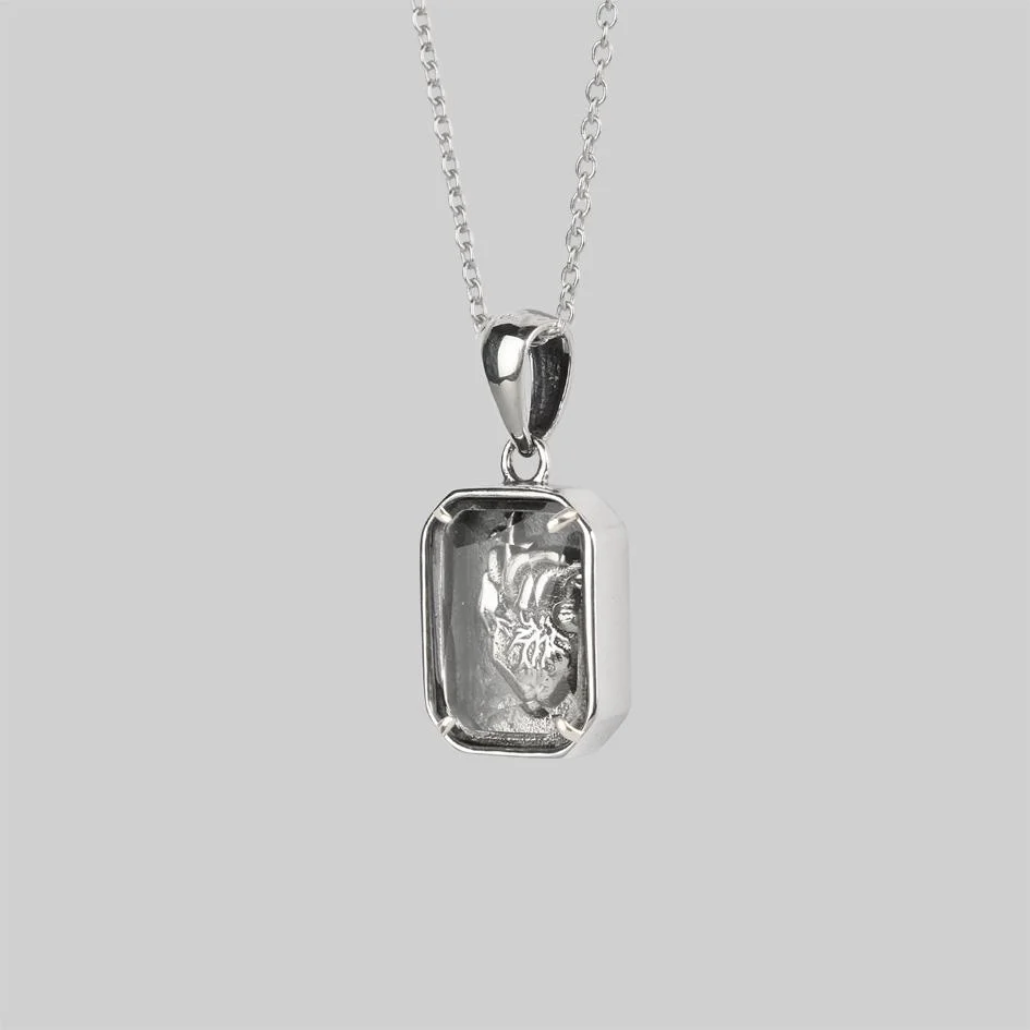 HEART KEEPER. Anatomical Heart Under Glass™ Necklace - Silver - Image 4