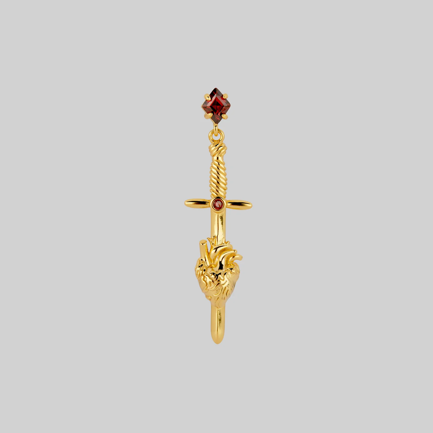 HEART & MIND. Heart & Brain Sword Earrings - Gold - Image 3
