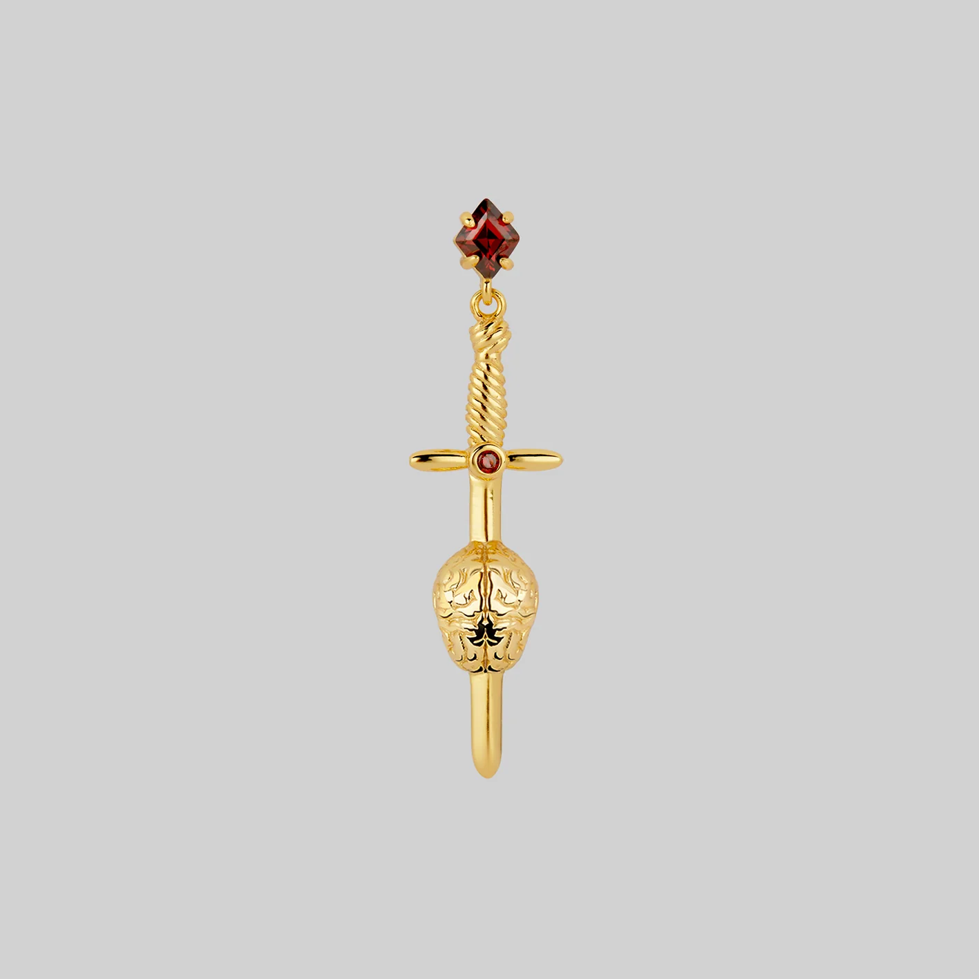 HEART & MIND. Heart & Brain Sword Earrings - Gold - Image 4