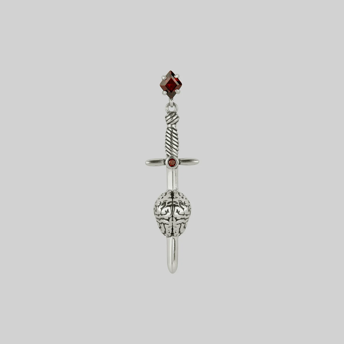 HEART & MIND. Heart & Brain Sword Earrings - Silver - Image 4