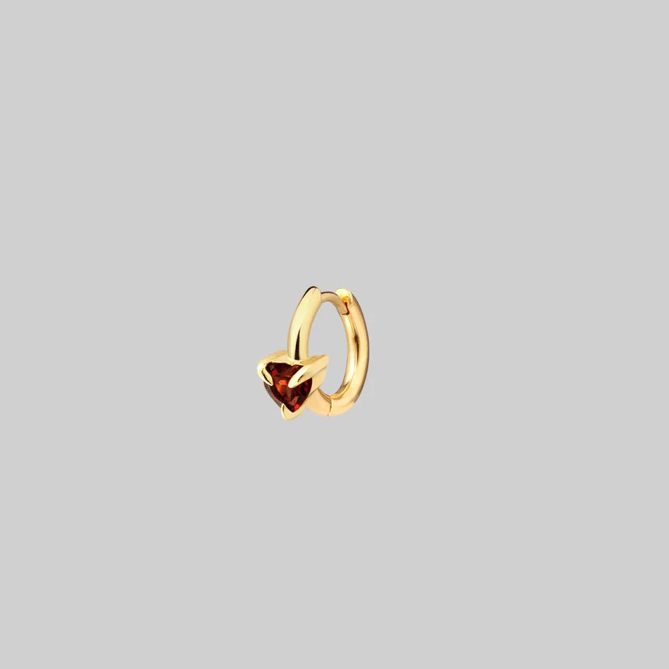 HEART & SOUL. Garnet Heart Clicker Ring - Gold - Image 4