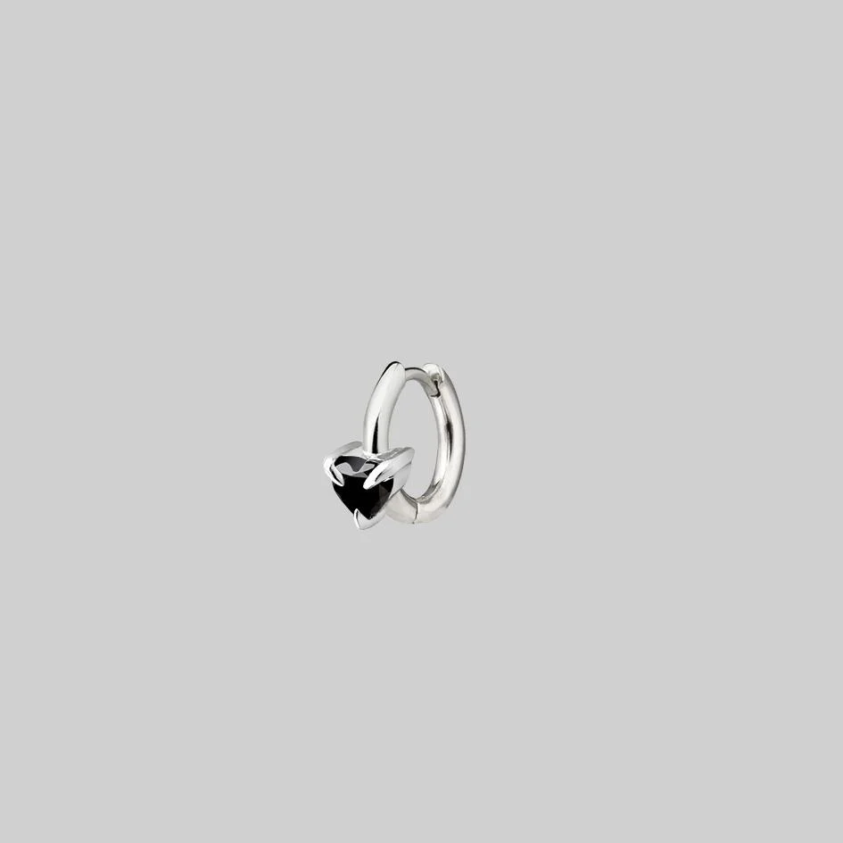 HEART & SOUL. Black Spinel Heart Clicker Ring - Silver - Image 4