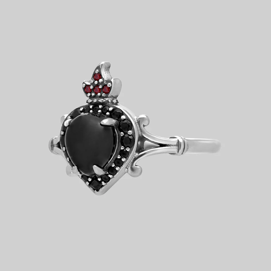 IGNIS COR. Sacred Heart Black Onyx Ring - Silver - Image 3