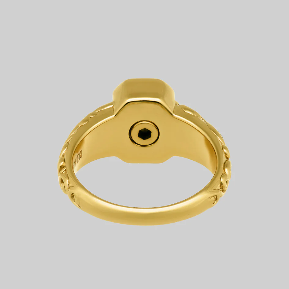 IN MEMORIAM. Onyx Ashes Cremation Ring - Gold - Image 4