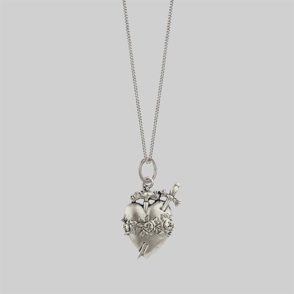 INFERNO. Sacred Heart Necklace - Silver - Image 3