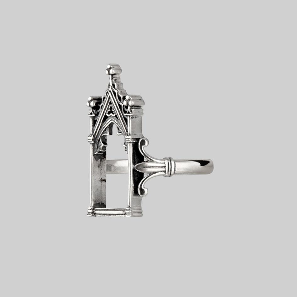 LENORE. Gothic Arch Window Ring - Silver - Image 3