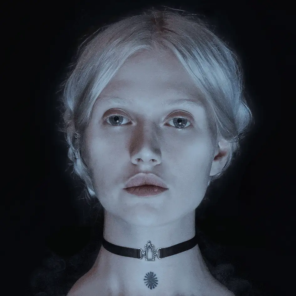 LENORE. Gothic Arch Window Satin Choker - Silver - Image 2
