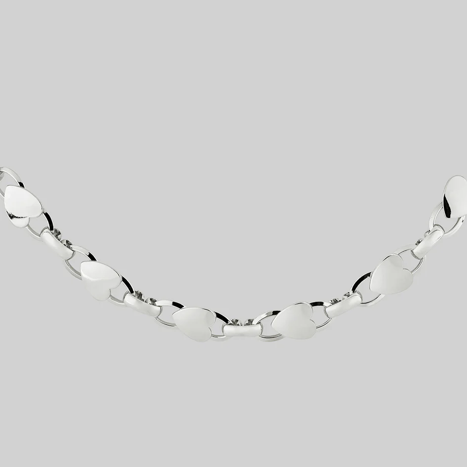 LOVE HURTS. Heart Chain Collar - Silver - Image 2